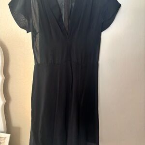 Vintage Reformation Black Mini Deep V-Neck Dress